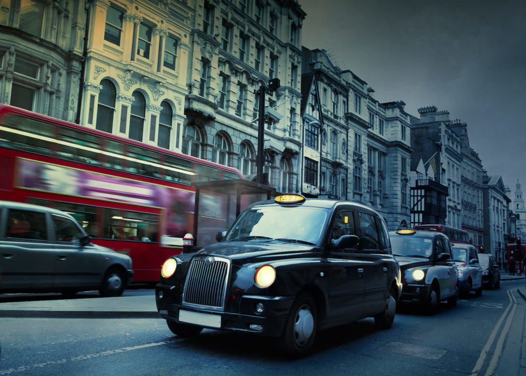 Taxi on street